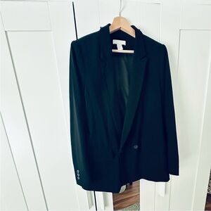 H&M Black Blazer Classic Oversized Boyfriend Blazer Womens Medium